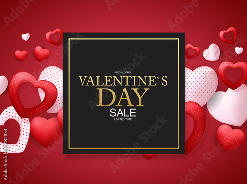 Valentines Day Sale, Discont Card. Vector Illustration
