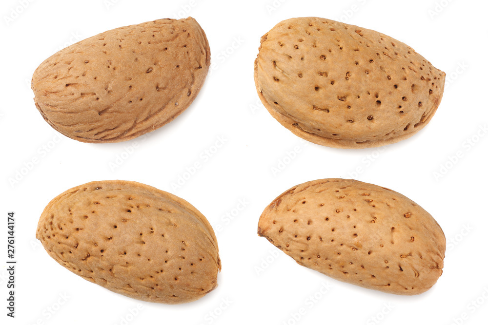 almonds isolated on white background top view almonds isolated on white background top view