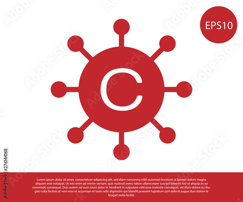 Red Copywriting network icon isolated on white background. Content networking symbol. Copyright sign. Copywriting network sign. Vector Illustration