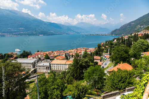 Colico village overview on the shore, Lake Como, Italy