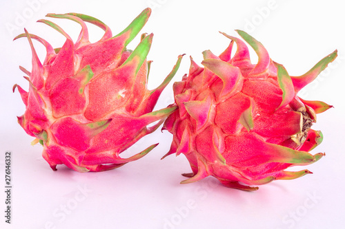 dragon fruit or pitaya on white background, isolated