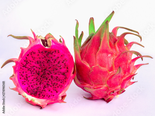 dragon fruit or pitaya on white background, isolated