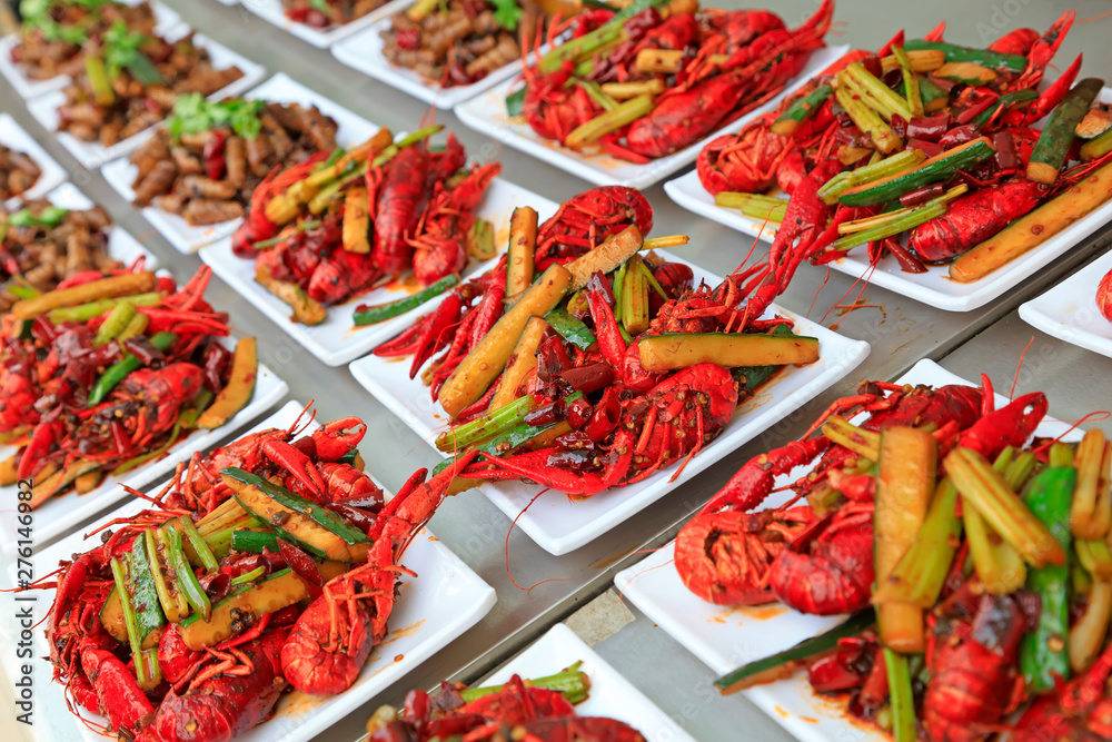 Fototapeta premium Fried crayfish in the kitchen