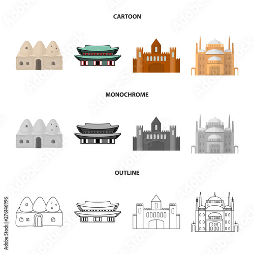 Isolated object of town and chinatown symbol. Set of town and asian stock vector illustration.