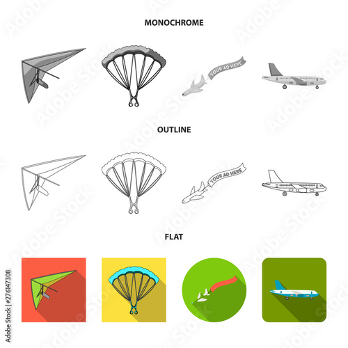 Isolated object of transport and object sign. Set of transport and gliding vector icon for stock.
