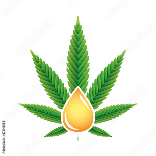 Hemp CBD oil icon 100% pure, organic, natural - vector 