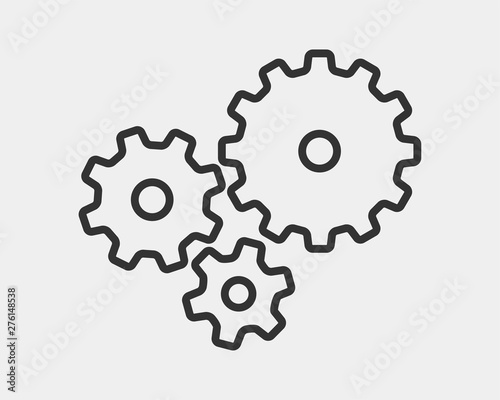 Metal gears and cogs vector. Gear icon flat design. Mechanism wheels logo. Cogwheel concept template.