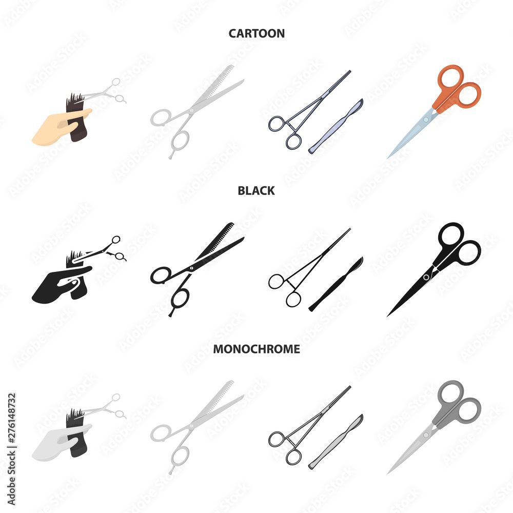 Naklejka premium Vector design of scissor and craft logo. Collection of scissor and open stock vector illustration.