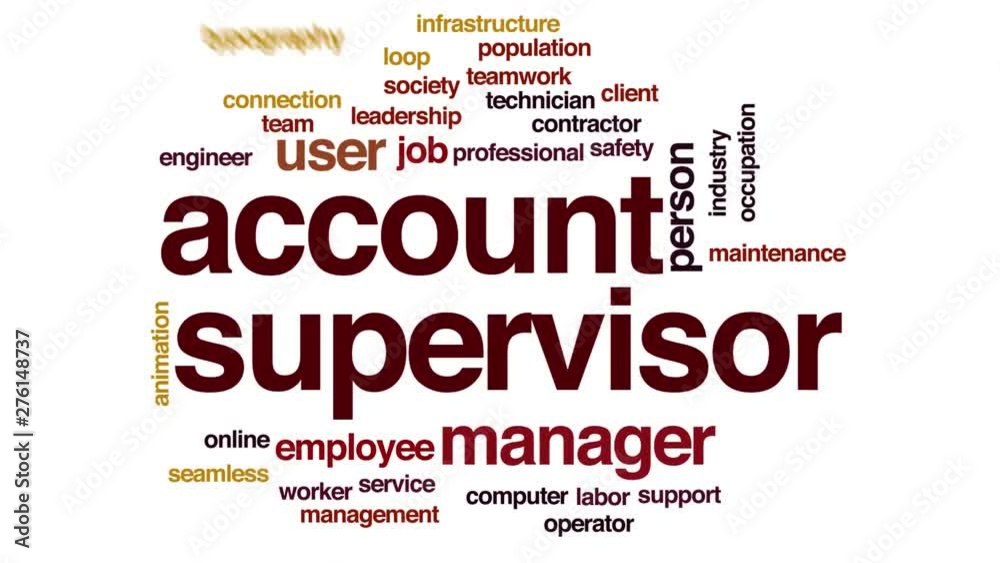 Account supervisor animated word cloud. Kinetic typography. Account supervisor animated word cloud. Kinetic typography.