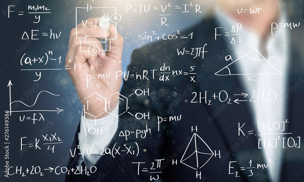 Businessman and analytics symbols on background Businessman and analytics symbols on background