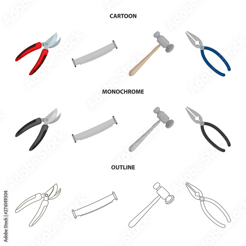 Vector illustration of tool and construction logo. Collection of tool and carpentry stock symbol for web.