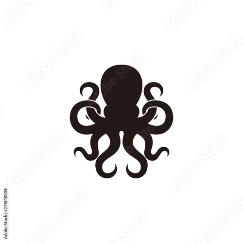 black octopus logo. kraken, tentacle, logo, aquatic, ocean, seafood, monster, animal, marine, nature, nautical, restaurant, silhouette, squid photo