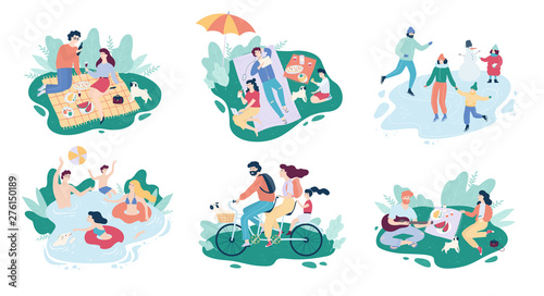 Family set. Collection of father, mother and children