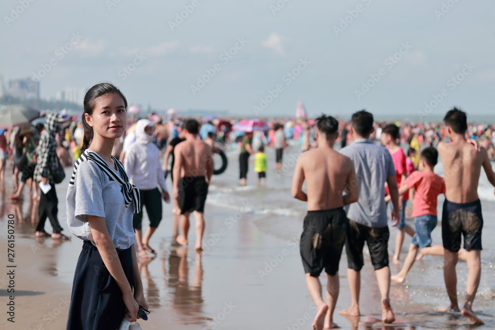 young woman in the beach in Vietnam