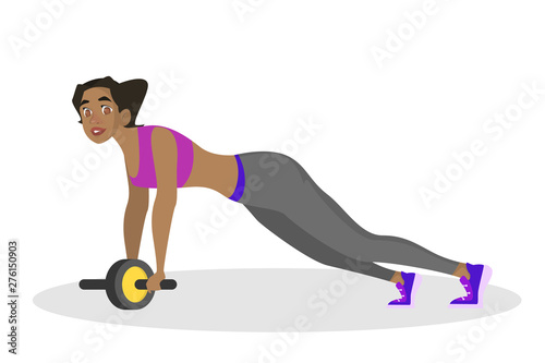 Woman doing workout for ABS. Sport exercises in gym