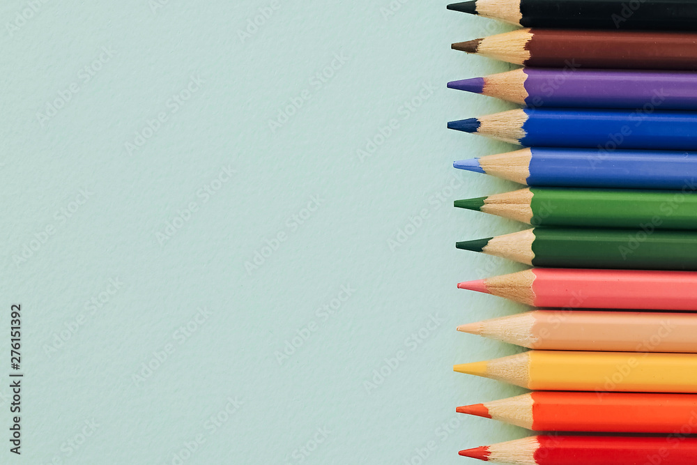 Color pencils on a plain background. Back to school. Color pencils on a plain background. Back to school.