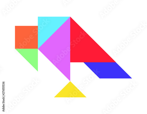 Color tangram puzzle in vulture shape on white background (Vector)