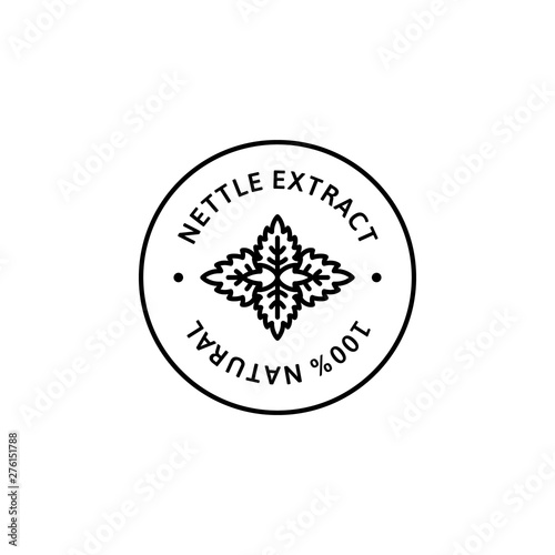 Nettle Flower herbal organic badge and icon in trend linear style - Vector Logo Emblem of Nettle