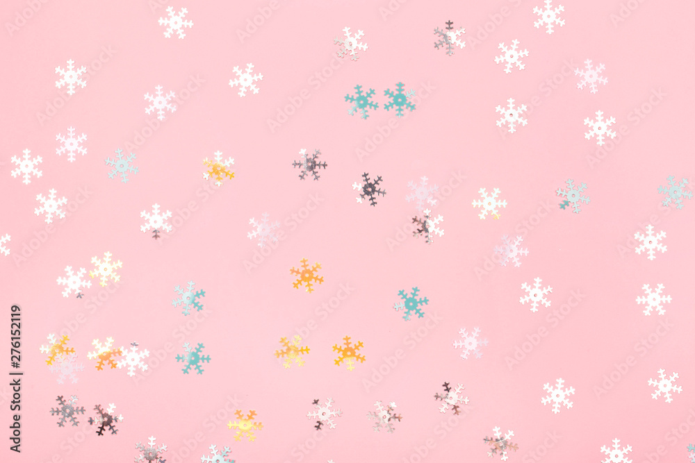 Creamy background with delicate holographic snowflakes. Perfect backdrop for your design. Creamy background with delicate holographic snowflakes. Perfect backdrop for your design.