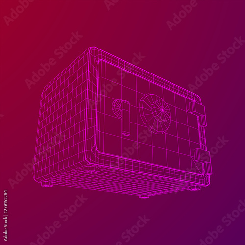 Metal bank vault safe. Wireframe low poly mesh vector illustration