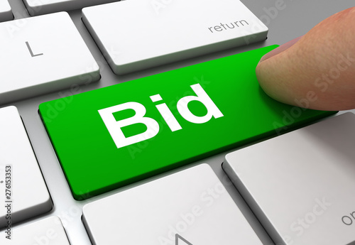 Photos bid button concept 3d illustration