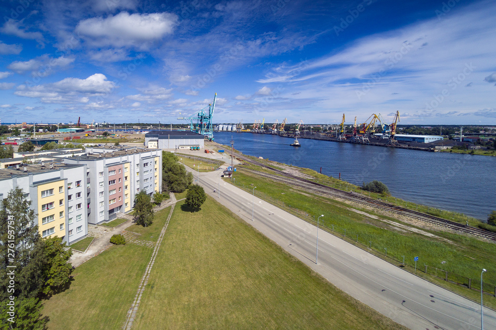 Ventspils city on east coast of Baltic sea, Latvia.