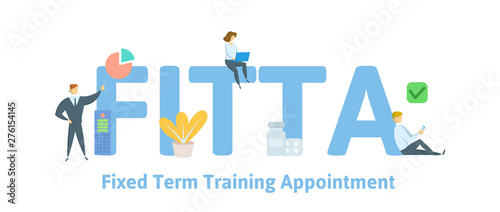 FITTA, Fixed-Term Training Appointment. Concept with keywords, letters and icons. Colored flat vector illustration. Isolated on white background.