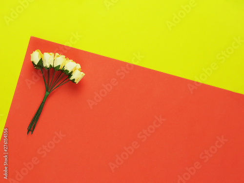 Bouquets of white roses on a yellow-orange background