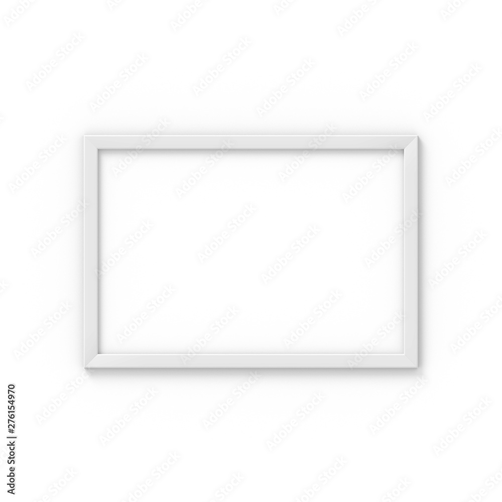 Horizontal A4 white simple picture frame. Mockup for photography. 3D rendering Horizontal A4 white simple picture frame. Mockup for photography. 3D rendering