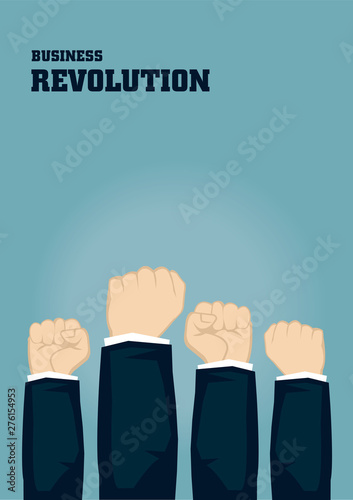 Raised Fists for Business Revolution Concept Vector Business Illustration