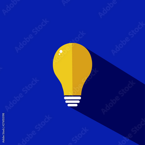 Flat Light Bulb on blue photo