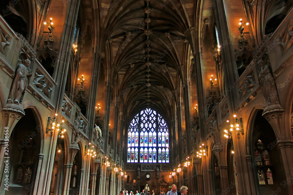 the third floor Hall of John Rylands Library, Manchester, England.