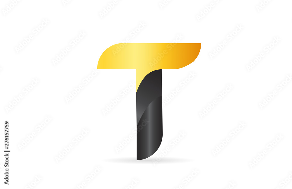 black yellow 3d T alphabet letter logo icon design sign black yellow 3d T alphabet letter logo icon design sign