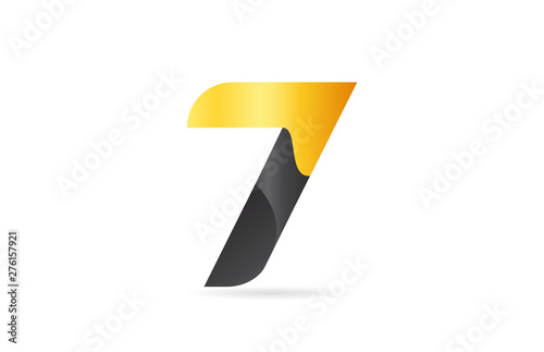 Free Download number 3d 7 black yellow logo icon design sign - GFXLoad