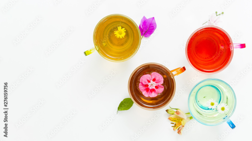 Top view group of tea cups Top view group of tea cups