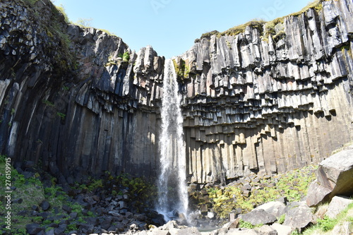 The big Svartifoss Waterfall in the south of Iceland