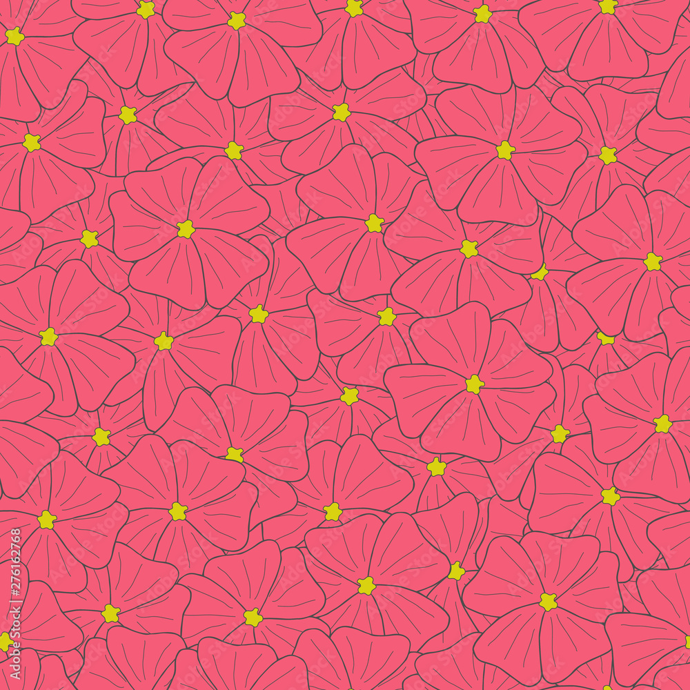 seamless background of pink flowers vector illustration