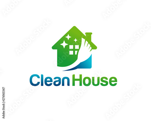 House Cleaning logo, Cleaning House logo template vector