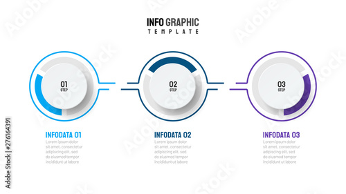Timeline infographic design label with modern circle and number options. Business concept with 3 steps or processes. Vector template.