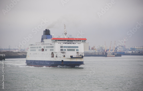 Large passenger ferry leaving Calais harbour