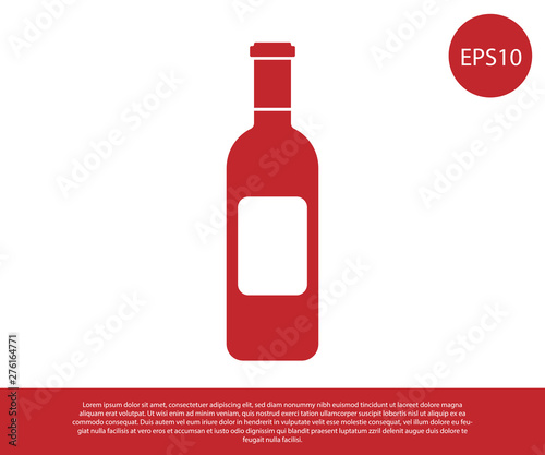 Red Bottle of wine icon isolated on white background. Vector Illustration