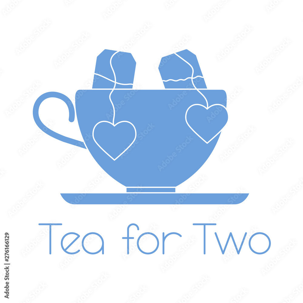 Greeting card with tea for two. Valentine's Day