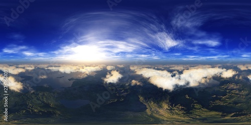 aerial view, landscape, HDRI, environment map , Round panorama, spherical panorama, equidistant projection, panorama 360, 3d rendering
