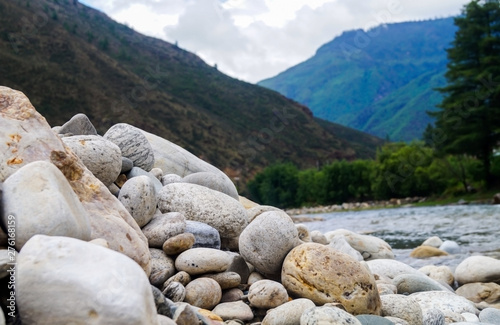Scenic Paro river bank in Bhutan © Sourav