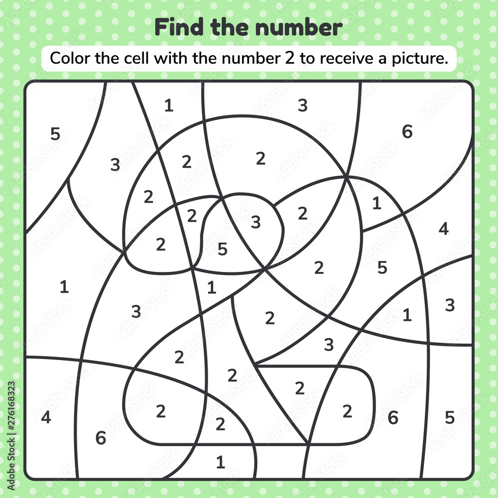 Vector illustration. Coloring book number for kids. Worksheet for ...