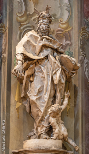 COMO, ITALY - MAY 8, 2015: The baroque sculpture of Moses in church Santuario del Santissimo Crocifisso by Stefano Salterio di Laglio (1785).
