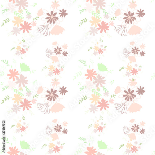 Trendy delicate pastel simple flowers  great design for any purposes. Simple modern style. Floral pattern. Elegant decorative background. Floral vector illustration.
