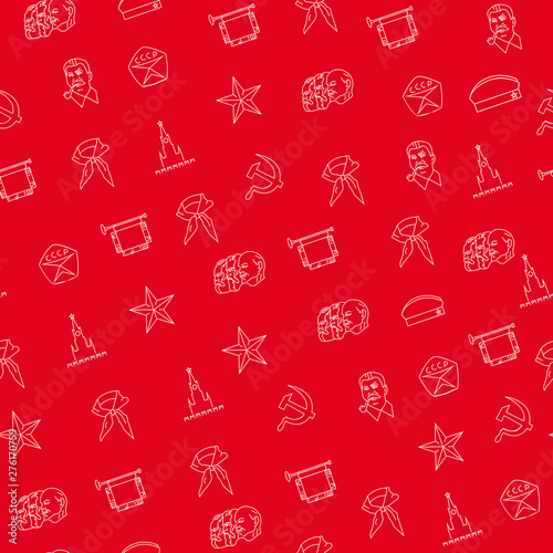 ПечатьSoviet symbols seamless pattern. The Communist background with Soviet leaders