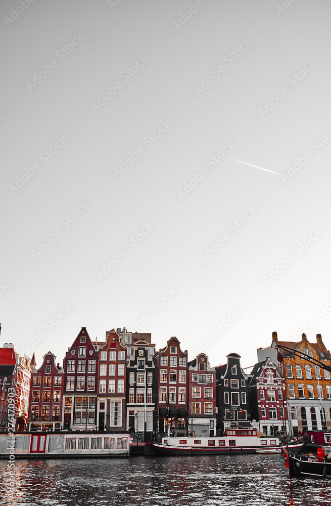 Fototapeta premium View of the canals in Amsterdam. Netherlands..