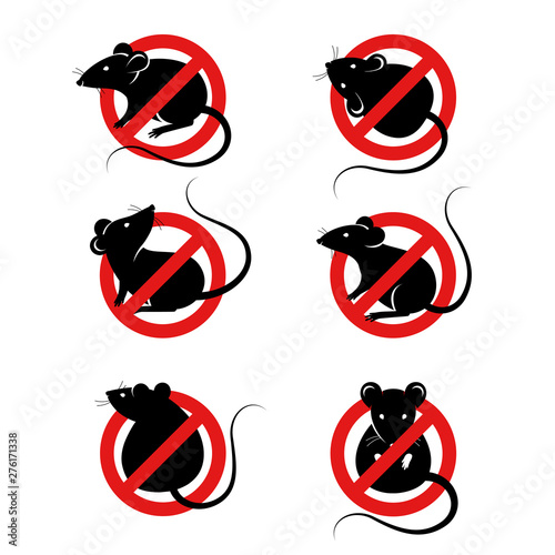 Set of anti pest signs with rats